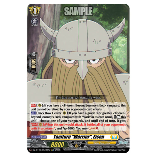 Taciturn "Warrior", Eisen DZ-BT13/EX15EN card from the Cardfight!! Vanguard set Parallactic Clash