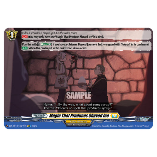 Magic That Produces Shaved Ice DZ-BT13/EX27EN card from the Cardfight!! Vanguard set Parallactic Clash
