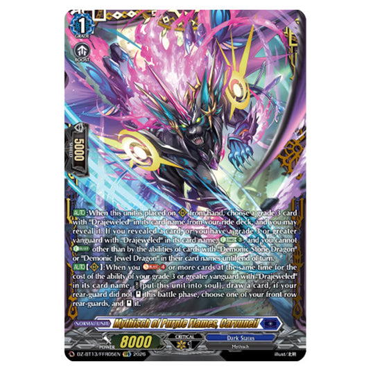 Mythisch of Purple Flames, Carvuneil DZ-BT13/FFR05EN card from the Cardfight!! Vanguard set Parallactic Clash