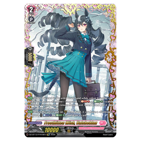 Frostbitten Wish, Valsheblan DZ-BT13/FFR19EN card from the Cardfight!! Vanguard set Parallactic Clash