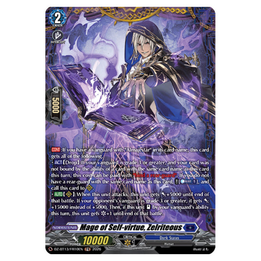 Mage of Self-virtue, Zelriteous DZ-BT13/FR10EN card from the Cardfight!! Vanguard set Parallactic Clash