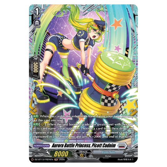 Aurora Battle Princess, Picott Cadnim DZ-BT13/FR24EN card from the Cardfight!! Vanguard set Parallactic Clash