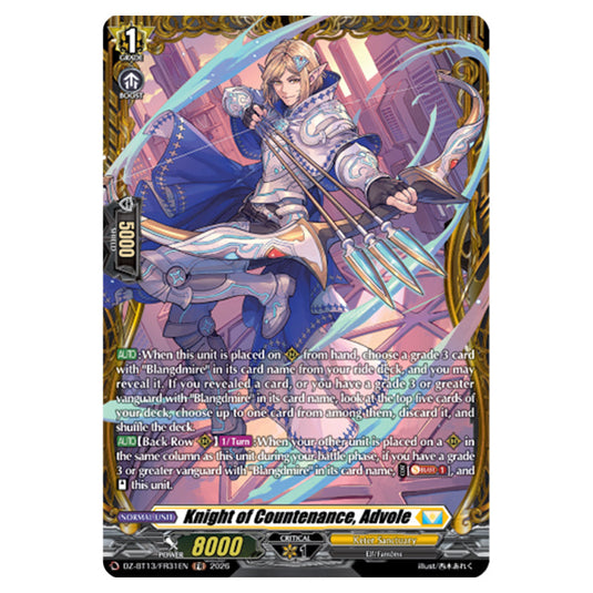 Knight of Countenance, Advole DZ-BT13/FR31EN card from the Cardfight!! Vanguard set Parallactic Clash