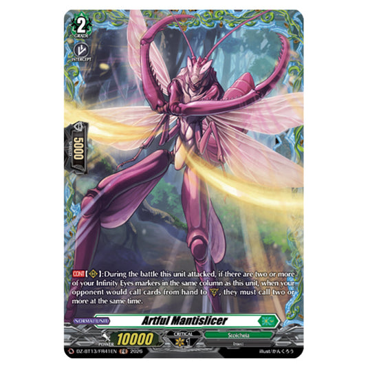 Artful Mantislicer DZ-BT13/FR41EN card from the Cardfight!! Vanguard set Parallactic Clash