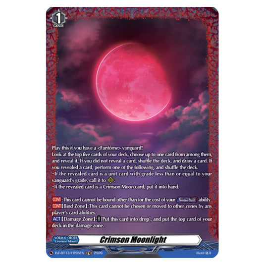 Crimson Moonlight DZ-BT13/FR55EN card from the Cardfight!! Vanguard set Parallactic Clash