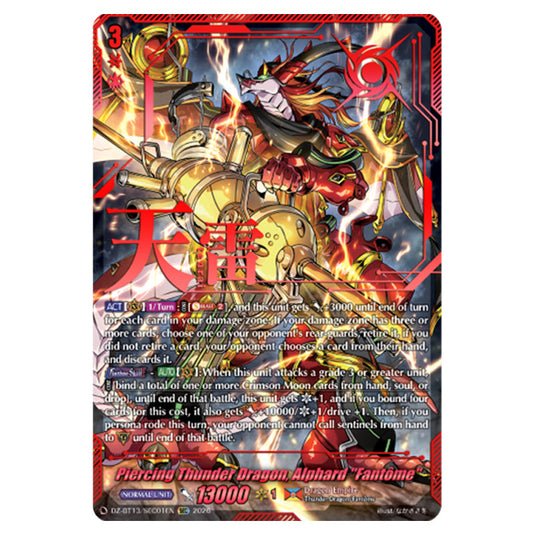 Piercing Thunder Dragon, Alphard "Fantôme" DZ-BT13/SEC01EN card from the Cardfight!! Vanguard set Parallactic Clash