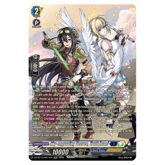 Sky-engraving Decree, Urut&Luael DZ-BT13/SR11EN card from the Cardfight!! Vanguard set Parallactic Clash