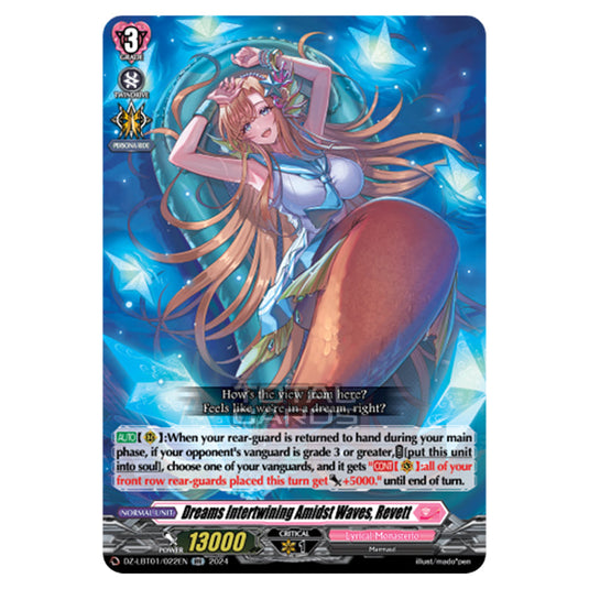 Dreams Intertwining Amidst Waves, Revett DZ-LBT01/022EN card from the Cardfight!! Vanguard set Lyrical Monasterio Sparkling Stars!