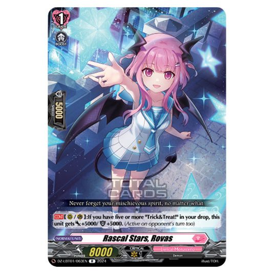 Rascal Stars, Rovas DZ-LBT01/063EN card from the Cardfight!! Vanguard set Lyrical Monasterio Sparkling Stars!