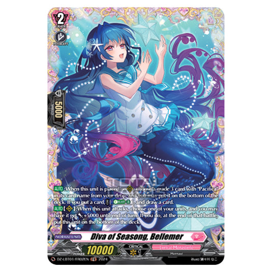 Diva of Seasong, Bellemer DZ-LBT01/FR02EN card from the Cardfight!! Vanguard set Lyrical Monasterio Sparkling Stars!