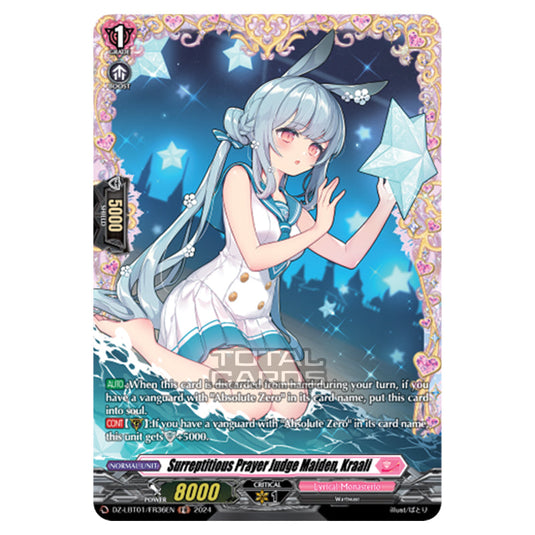 Surreptitious Prayer Judge Maiden, Kraali DZ-LBT01/FR36EN card from the Cardfight!! Vanguard set Lyrical Monasterio Sparkling Stars!