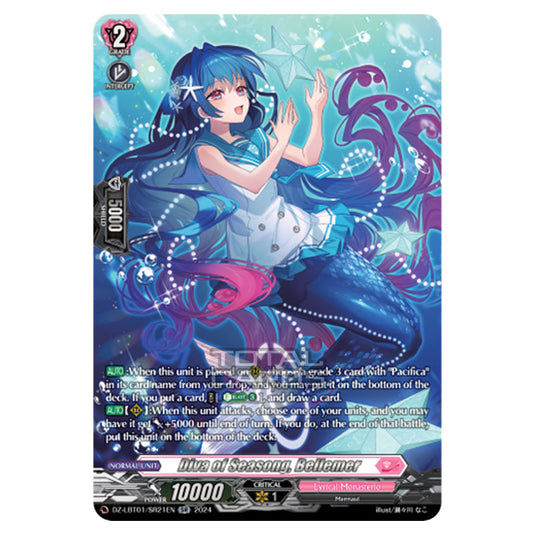 Diva of Seasong, Bellemer DZ-LBT01/SR21EN card from the Cardfight!! Vanguard set Lyrical Monasterio Sparkling Stars!