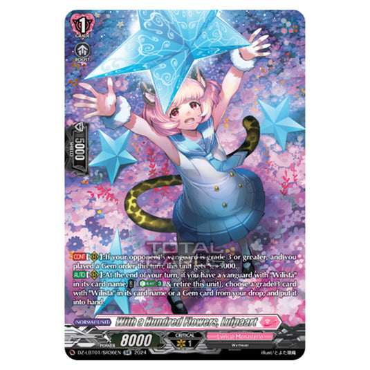 With a Hundred Flowers, Luipaart DZ-LBT01/SR36EN card from the Cardfight!! Vanguard set Lyrical Monasterio Sparkling Stars!