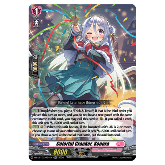 Colorful Cracker, Sonora DZ-LBT02/034EN card from the Cardfight!! Vanguard set Lyrical Monasterio Season of Wonders