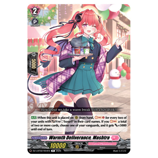Warmth Deliverance, Mashtra DZ-LBT02/054EN card from the Cardfight!! Vanguard set Lyrical Monasterio Season of Wonders