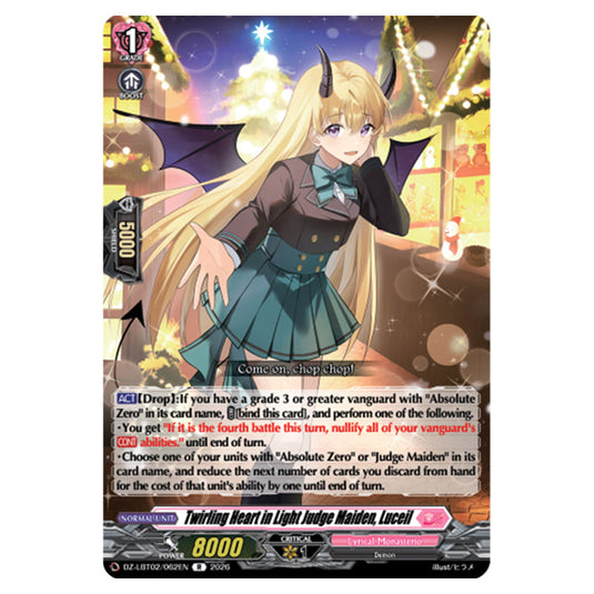 Twirling Heart in Light Judge Maiden, Luceil DZ-LBT02/062EN card from the Cardfight!! Vanguard set Lyrical Monasterio Season of Wonders