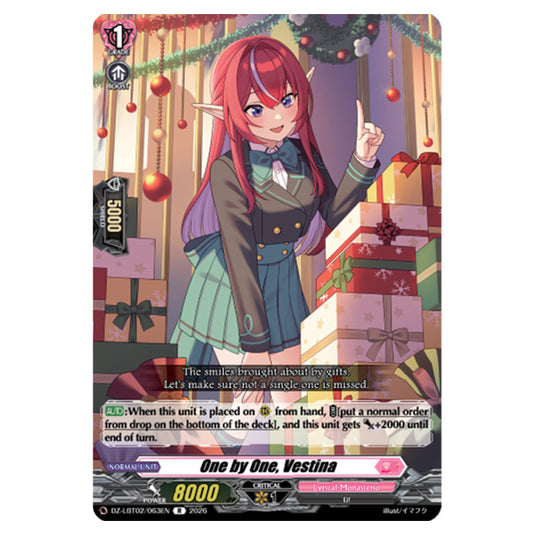 One by One, Vestina DZ-LBT02/063EN card from the Cardfight!! Vanguard set Lyrical Monasterio Season of Wonders