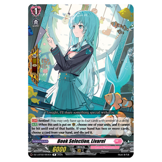 Book Selection, Livarel DZ-LBT02/064EN card from the Cardfight!! Vanguard set Lyrical Monasterio Season of Wonders