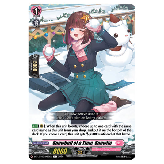 Snowball of a Time, Snowlia DZ-LBT02/083EN card from the Cardfight!! Vanguard set Lyrical Monasterio Season of Wonders