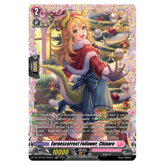 Earnescorrect Follower, Chiaaro DZ-LBT02/FR03EN card from the Cardfight!! Vanguard set Lyrical Monasterio Season of Wonders