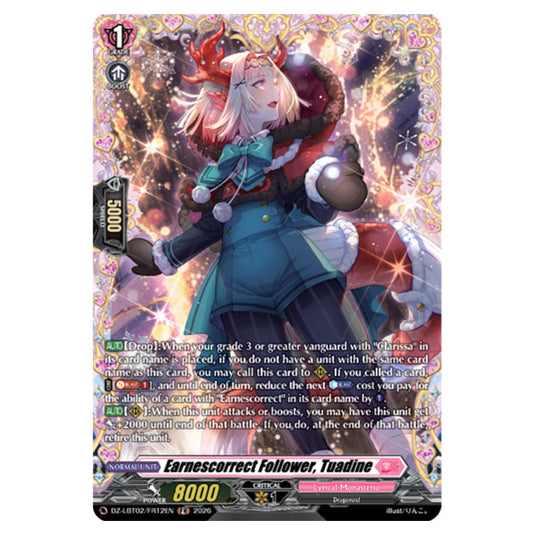 Earnescorrect Follower, Tuadine DZ-LBT02/FR12EN card from the Cardfight!! Vanguard set Lyrical Monasterio Season of Wonders