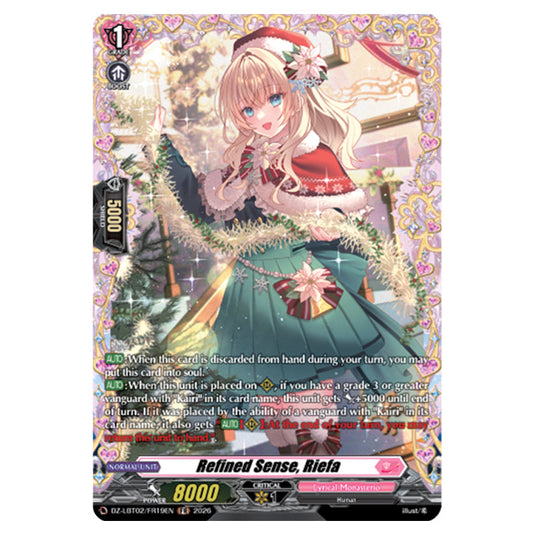 Refined Sense, Riefa DZ-LBT02/FR19EN card from the Cardfight!! Vanguard set Lyrical Monasterio Season of Wonders
