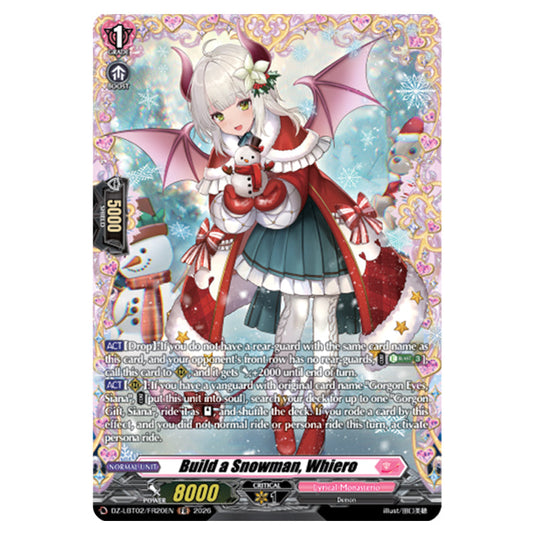 Build a Snowman, Whiero DZ-LBT02/FR20EN card from the Cardfight!! Vanguard set Lyrical Monasterio Season of Wonders