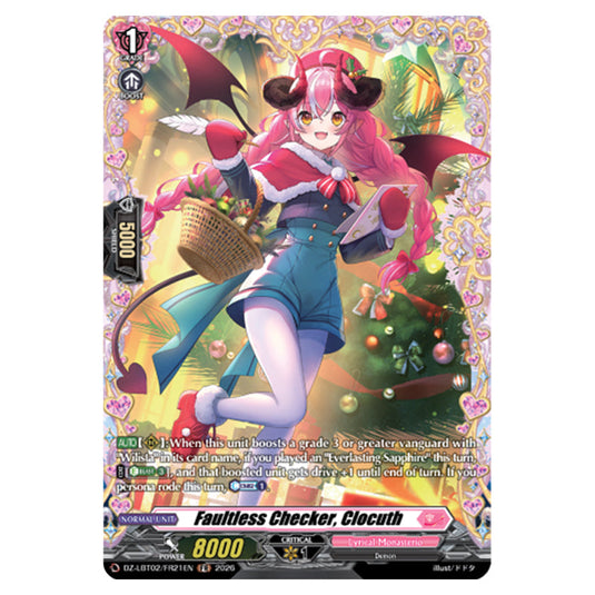 Faultless Checker, Clocuth DZ-LBT02/FR21EN card from the Cardfight!! Vanguard set Lyrical Monasterio Season of Wonders