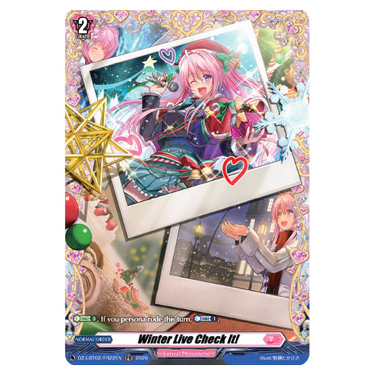 Winter Live Check It! DZ-LBT02/FR22EN card from the Cardfight!! Vanguard set Lyrical Monasterio Season of Wonders