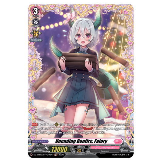 Unending Bonfire, Falory DZ-LBT02/FR24EN card from the Cardfight!! Vanguard set Lyrical Monasterio Season of Wonders