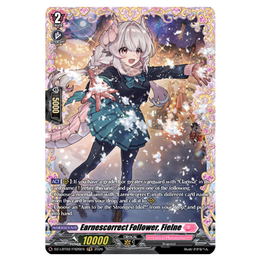 Earnescorrect Follower, Fielne DZ-LBT02/FR26EN card from the Cardfight!! Vanguard set Lyrical Monasterio Season of Wonders