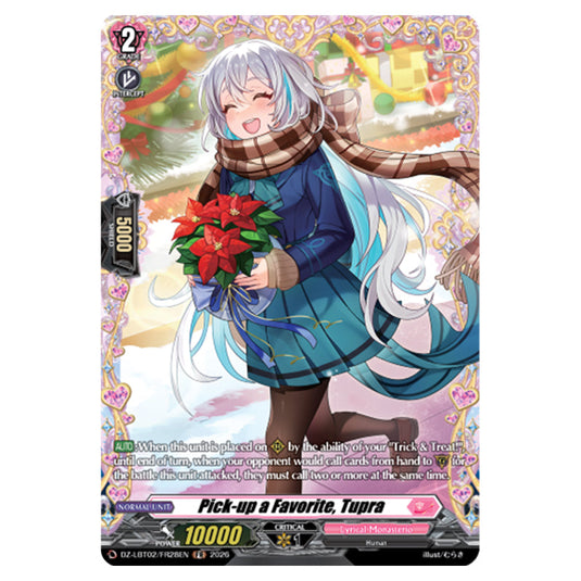 Pick-up a Favorite, Tupra DZ-LBT02/FR28EN card from the Cardfight!! Vanguard set Lyrical Monasterio Season of Wonders
