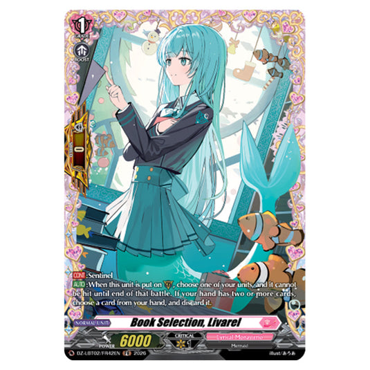 Book Selection, Livarel DZ-LBT02/FR42EN card from the Cardfight!! Vanguard set Lyrical Monasterio Season of Wonders