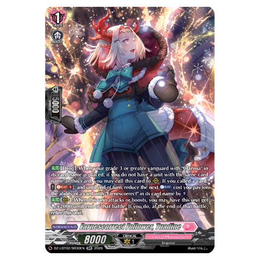 Earnescorrect Follower, Tuadine DZ-LBT02/SR30EN card from the Cardfight!! Vanguard set Lyrical Monasterio Season of Wonders