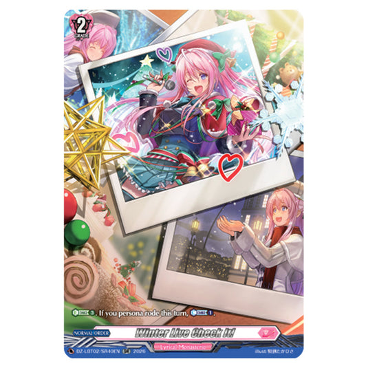 Winter Live Check It! DZ-LBT02/SR40EN card from the Cardfight!! Vanguard set Lyrical Monasterio Season of Wonders
