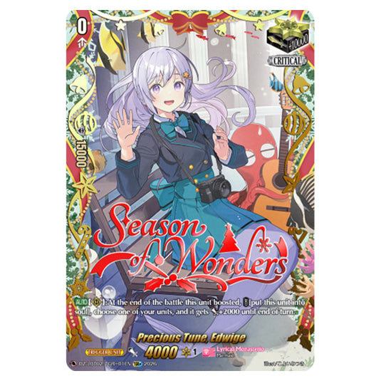 Precious Tune, Edwige DZ-LBT02/TGR+01EN card from the Cardfight!! Vanguard set Lyrical Monasterio Season of Wonders