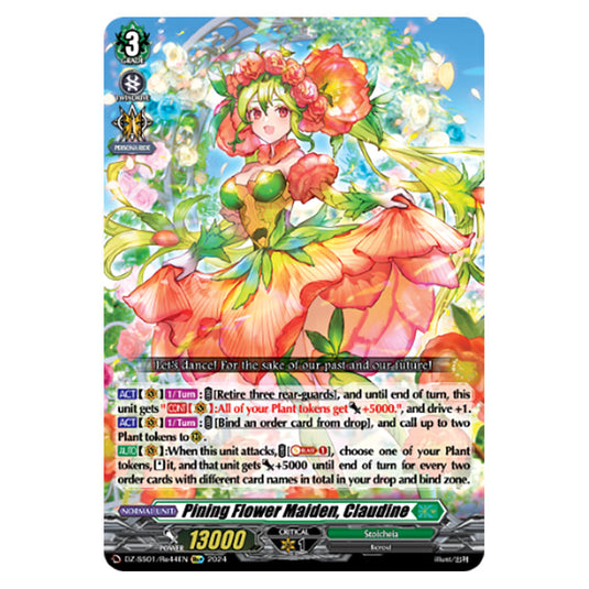 Pining Flower Maiden, Claudine DZ-SS01/Re44EN card from the Cardfight!! Vanguard set Festival Booster 2024
