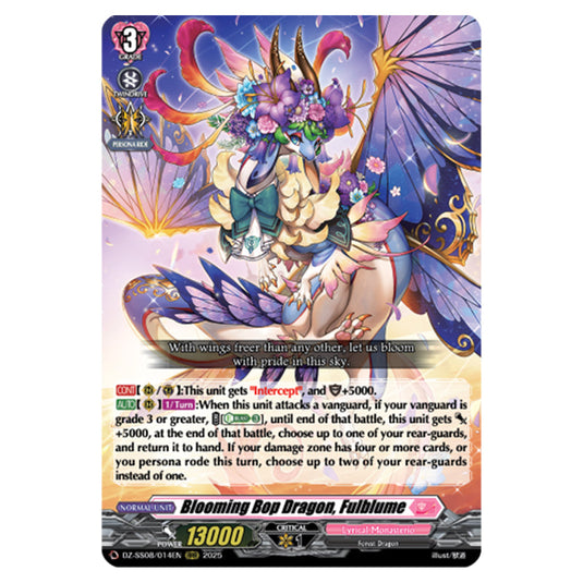 Blooming Bop Dragon, Fulblume DZ-SS08/014EN card from the Cardfight!! Vanguard set Festival Booster 2025