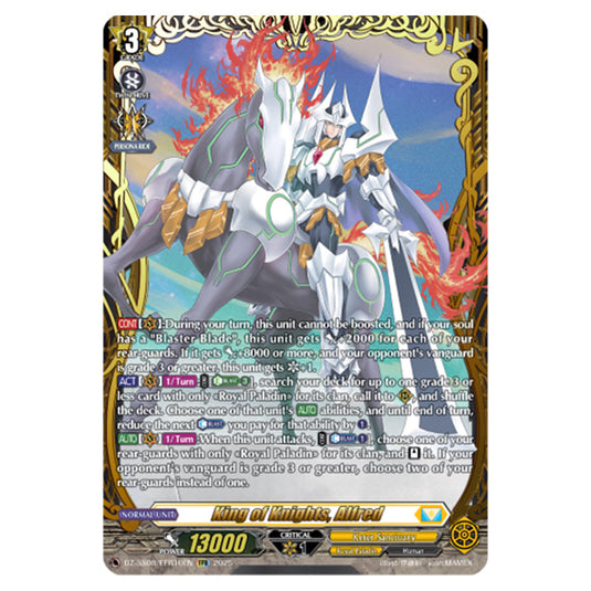 King of Knights, Alfred DZ-SS08/FFR10EN card from the Cardfight!! Vanguard set Festival Booster 2025