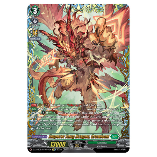 Emperor Fang Dragon, Growleon DZ-SS08/FFR14EN card from the Cardfight!! Vanguard set Festival Booster 2025