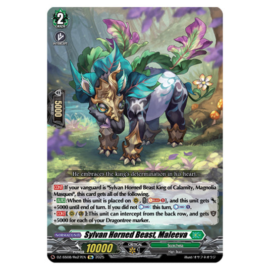 Sylvan Horned Beast, Maleeva DZ-SS08/Re27EN card from the Cardfight!! Vanguard set Festival Booster 2025