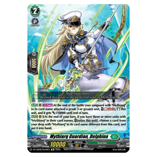 Mythiarq Guardian, Delphina DZ-SS08/Re29EN card from the Cardfight!! Vanguard set Festival Booster 2025