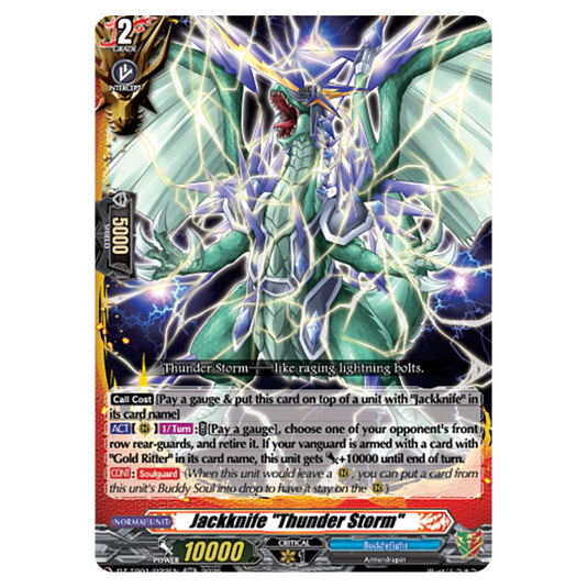 Jackknife "Thunder Storm" DZ-TB01/022EN card from the Cardfight!! Vanguard set Future Card Buddyfight