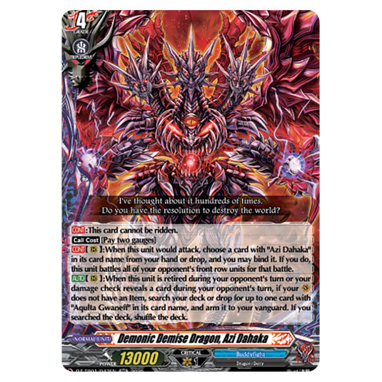 Demonic Demise Dragon, Azi Dahaka DZ-TB01/043EN card from the Cardfight!! Vanguard set Future Card Buddyfight