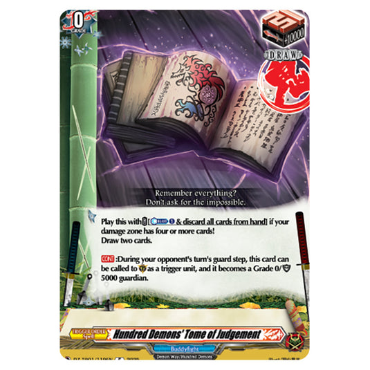 Hundred Demons' Tome of Judgement DZ-TB01/119EN card from the Cardfight!! Vanguard set Future Card Buddyfight