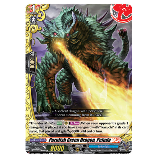 Purplish Green Dragon, Peluda DZ-TB01/125EN card from the Cardfight!! Vanguard set Future Card Buddyfight