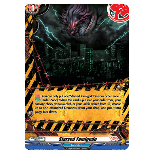 Starved Yamigedo DZ-TB01/H27EN card from the Cardfight!! Vanguard set Future Card Buddyfight