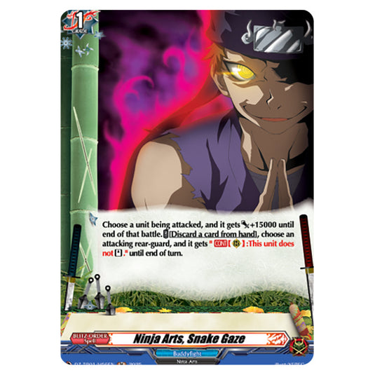 Ninja Arts, Snake Gaze DZ-TB01/H56EN card from the Cardfight!! Vanguard set Future Card Buddyfight