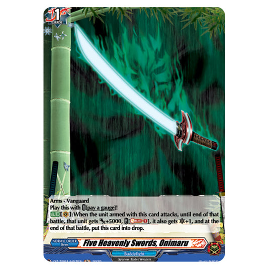 Five Heavenly Swords, Onimaru DZ-TB01/H57EN card from the Cardfight!! Vanguard set Future Card Buddyfight