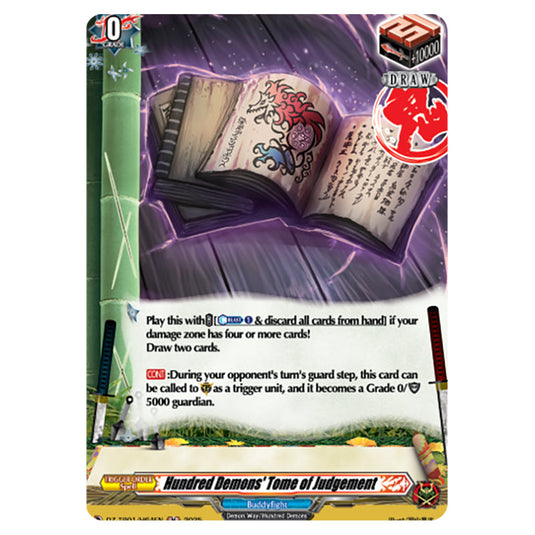 Hundred Demons' Tome of Judgement DZ-TB01/H64EN card from the Cardfight!! Vanguard set Future Card Buddyfight